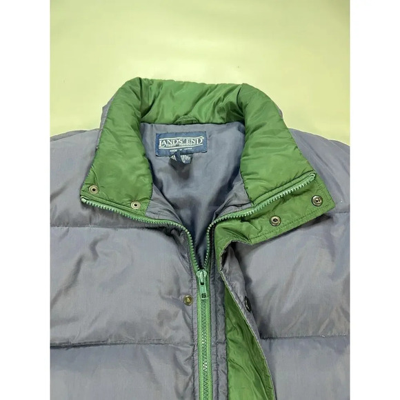 Lands' End Puffer Jacket Adult Medium Goose Down Parka Coat Blue Long - Picture 6 of 7